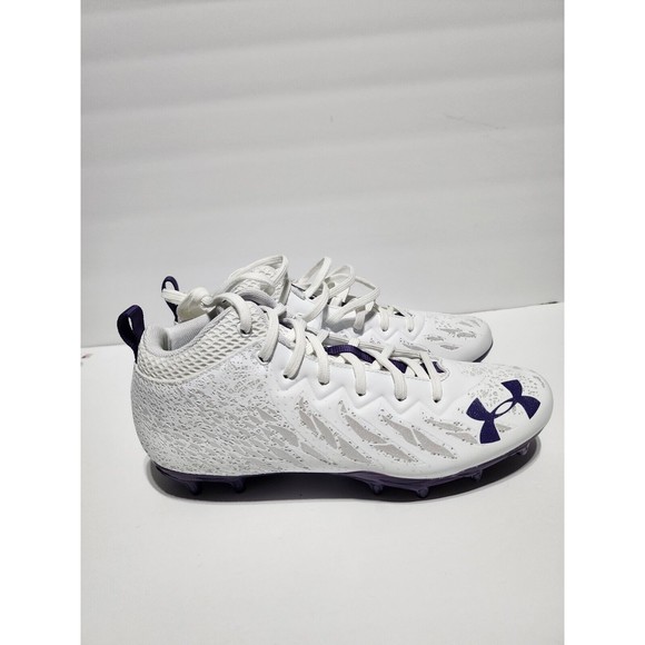 Under Armour Spotlight Football Cleats 4D Foam White Purple 3023963-103 Men 8.5 - Picture 6 of 10